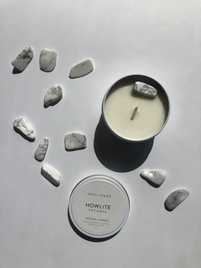 Opal + Sage Howlite Candle | Small